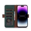 Skórzane Etui Pokrowiec RFID do iPhone 16 Pro zielony