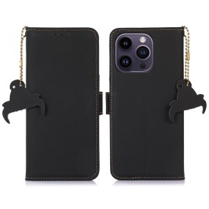 Skórzane Etui Pokrowiec RFID do iPhone 16 Pro czarny