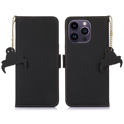 Skórzane Etui Pokrowiec RFID do iPhone 16 Pro czarny
