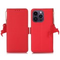 Skórzane Etui Pokrowiec RFID do iPhone 16 Pro czerwony