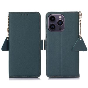 Skórzane Etui Pokrowiec RFID do iPhone 16 Pro zielony