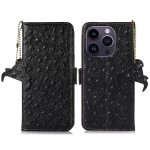 Skórzane Etui Pokrowiec RFID do iPhone 16 Pro czarne