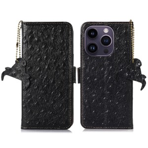 Skórzane Etui Pokrowiec RFID do iPhone 16 Pro czarne