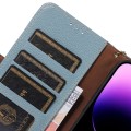 Skórzane Etui Pokrowiec RFID do iPhone 16 Pro niebieskie