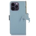 Skórzane Etui Pokrowiec RFID do iPhone 16 Pro niebieskie