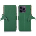 Skórzane Etui Pokrowiec RFID do iPhone 16 Pro zielone