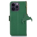 Skórzane Etui Pokrowiec RFID do iPhone 16 Pro zielone
