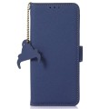Skórzane Etui Pokrowiec RFID do iPhone 16 Pro granatowe