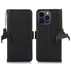 Skórzane Etui Pokrowiec RFID do iPhone 16 Pro czarne
