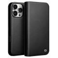 QIALINO Eleganckie Skórzane Matowe Etui do iPhone 16 Pro czarne