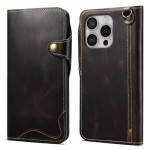Skórzane Etui Pokrowiec do iPhone 16 Pro czarny