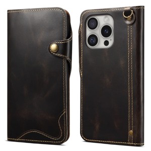 Skórzane Etui Pokrowiec do iPhone 16 Pro czarny