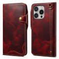 Skórzane Etui Pokrowiec do iPhone 16 Pro czerwony