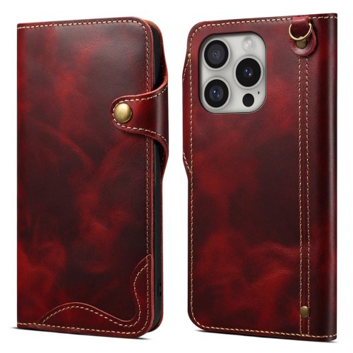 Skórzane Etui Pokrowiec do iPhone 16 Pro czerwony