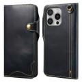 Skórzane Etui Pokrowiec do iPhone 16 Pro granatowy