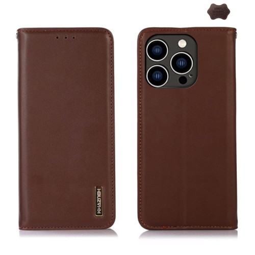 Skórzane Etui Pokrowiec KHAZNEH do iPhone 16 Pro brązowe
