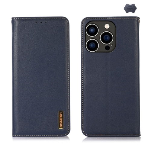 Skórzane Etui Pokrowiec KHAZNEH do iPhone 16 Pro granatowe