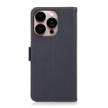 Skórzane Etui KHAZNEH z RFID do iPhone 16 Pro niebieskie