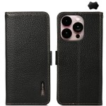 Skórzane Etui KHAZNEH z RFID do iPhone 16 Pro czarne