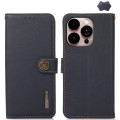 Skórzane Etui KHAZNEH z RFID do iPhone 16 Pro niebieskie