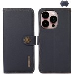 Skórzane Etui KHAZNEH z RFID do iPhone 16 Pro niebieskie