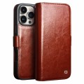 QIALINO Eleganckie Skórzane Etui Pokrowiec do iPhone 16 Pro brązowe