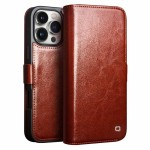 QIALINO Eleganckie Skórzane Etui Pokrowiec do iPhone 16 Pro brązowe