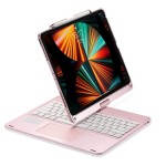 Różowa Podświetlana Obrotowa Klawiatura TouchPad do iPad 12.9 2022/2021/2020