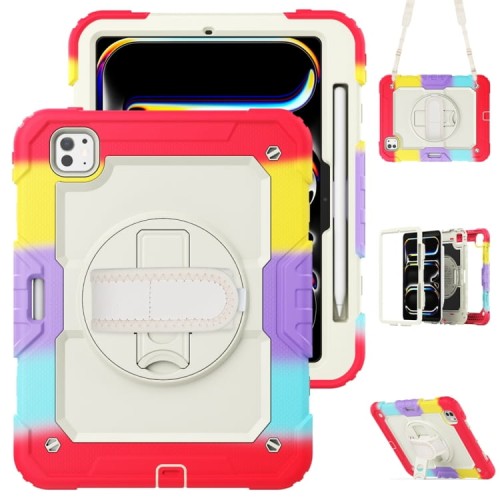 Kolorowe Pancerne Etui z Uchwytem Osłoną PET do iPad Pro 11 2024