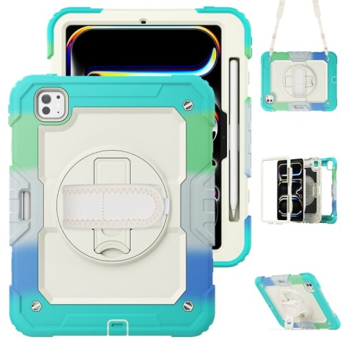Kolorowe Pancerne Etui z Uchwytem Osłoną PET do iPad Pro 11 2024
