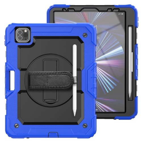 Granatowe Pancerne Etui z Uchwytem Osłoną PET do iPad Pro 11 2024