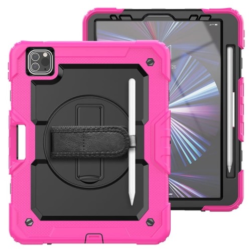 Różowe Pancerne Etui z Uchwytem Osłoną PET do iPad Pro 11 2024