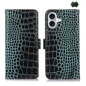 Eleganckie Skórzane Etui Pokrowiec do iPhone 16 zielone