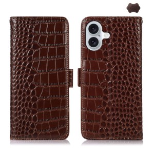 Eleganckie Skórzane Etui Pokrowiec do iPhone 16 brązowe