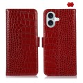 Eleganckie Skórzane Etui Pokrowiec do iPhone 16 czerwone