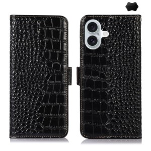 Eleganckie Skórzane Etui Pokrowiec do iPhone 16 czarne