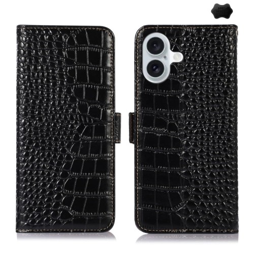 Eleganckie Skórzane Etui Pokrowiec do iPhone 16 czarne