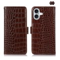 Eleganckie Skórzane Etui Pokrowiec do iPhone 16 Plus brązowe