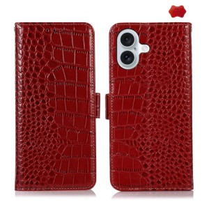Eleganckie Skórzane Etui Pokrowiec do iPhone 16 Plus czerwone