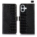 Eleganckie Skórzane Etui Pokrowiec do iPhone 16 Plus czarne