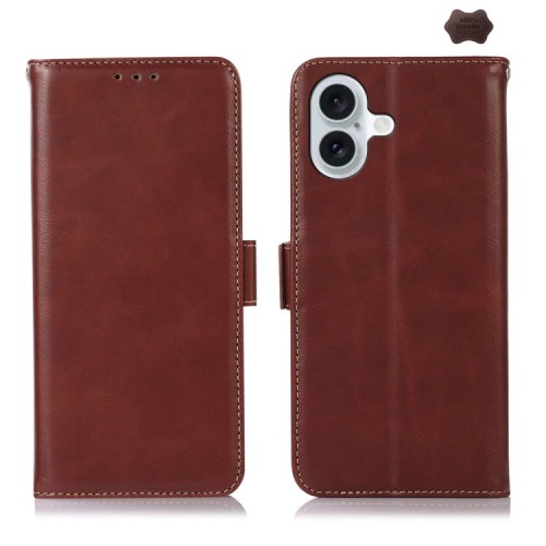 Skórzane Etui Pokrowiec RFID do iPhone 16 Plus brązowy