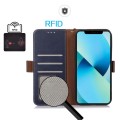 Skórzane Etui Pokrowiec RFID do iPhone 16 Plus granatowy