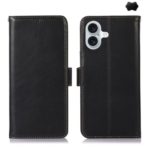 Skórzane Etui Pokrowiec RFID do iPhone 16 Plus czarny