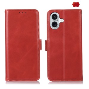 Skórzane Etui Pokrowiec RFID do iPhone 16 czerwony