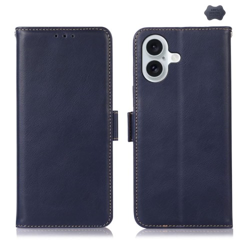 Skórzane Etui Pokrowiec RFID do iPhone 16 granatowy
