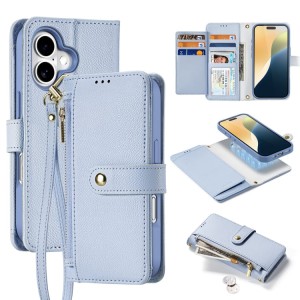 Eleganckie Etui Pokrowiec Portfel Dux Ducis do iPhone 16 niebieski