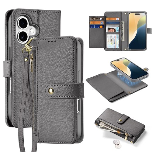 Eleganckie Etui Pokrowiec Portfel Dux Ducis do iPhone 16 szary