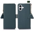 Zielone Skórzane Etui Pokrowiec RFID do iPhone 16 Plus