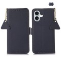Granatowe Skórzane Etui Pokrowiec RFID do iPhone 16 Plus
