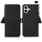 Czarne Skórzane Etui Pokrowiec RFID do iPhone 16